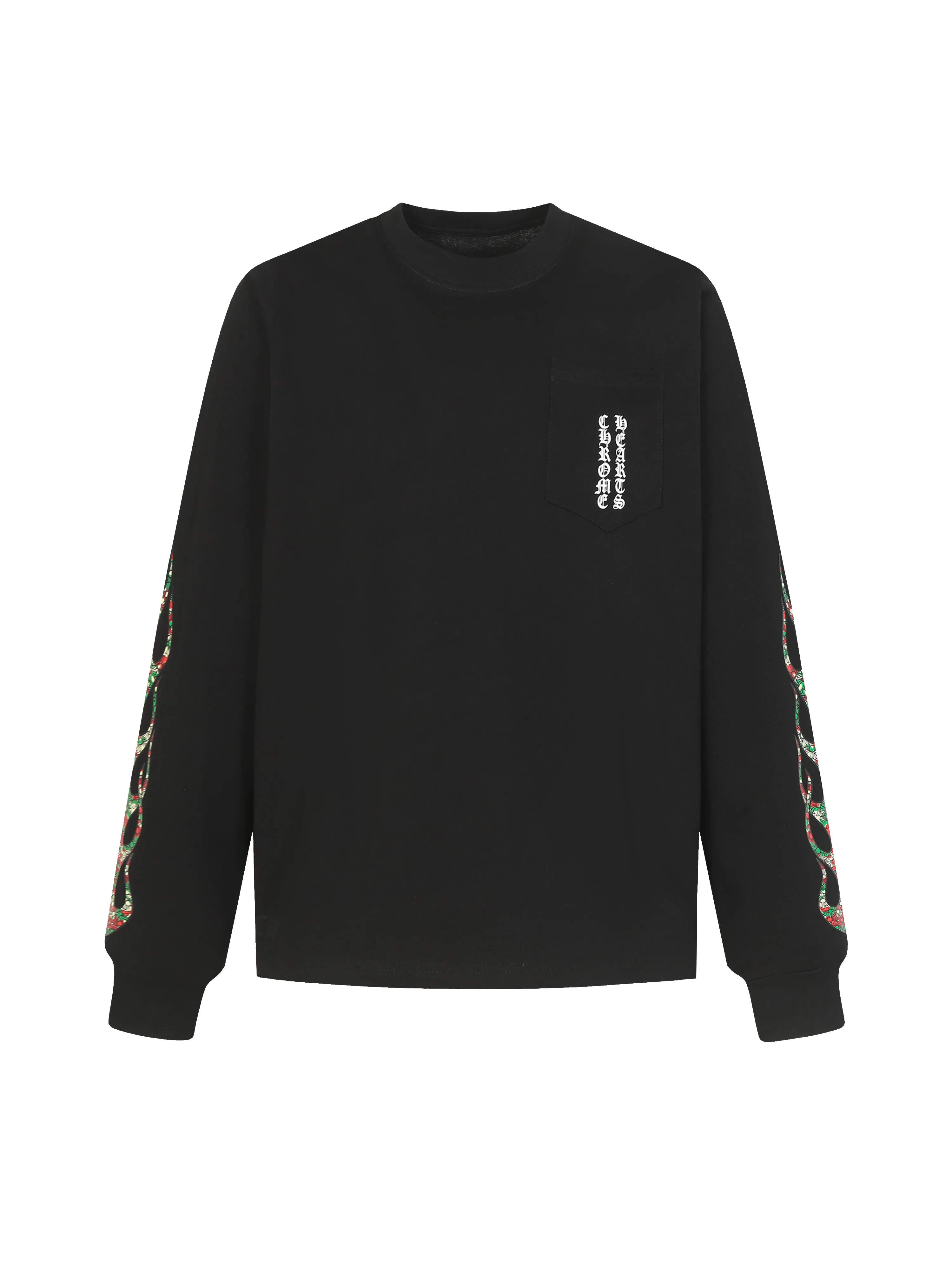 🅿️270 Come Hearts/Kro Heart Sanskrit Printed Long Sleeve, King of Autumn and Winter! Chest pockets, high weight threads on collar and cuffs, custom woven and dyed 280g double yarn pure cotton fabric, washed anti-counterfeiting tags and other auxiliary materials are all correct versions, super conspicuous, super good-looking and super atmospheric, same style for men and women! The overall upper body shows fashion and individuality, and it is recommended for couples to wear it together!! Color: Black White Size: XS-L